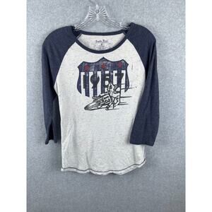 Lucky‎ Tees Board Track Motorcycle Racing Shirt Womens M Gray 3/4 Sleeve Tee